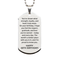 Load image into Gallery viewer, 68th Birthday Gifts for Men - 68th Birthday Dog Tag Necklace for Him - Stainless Steel – front view
