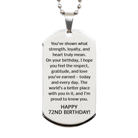 Load image into Gallery viewer, 72nd Birthday Gifts for Men - 72nd Birthday Dog Tag Necklace for Him - Stainless Steel – front view
