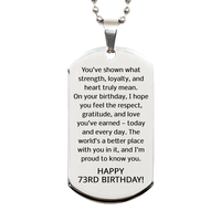 Load image into Gallery viewer, 73rd Birthday Gifts for Men - 73rd Birthday Dog Tag Necklace for Him - Stainless Steel – front view
