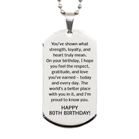 Load image into Gallery viewer, 80th Birthday Gifts for Men - 80th Birthday Dog Tag Necklace for Him - Stainless Steel – front view
