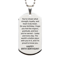Load image into Gallery viewer, 89th Birthday Gifts for Men - 89th Birthday Dog Tag Necklace for Him - Stainless Steel – front view
