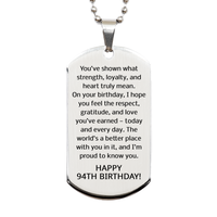 Load image into Gallery viewer, 94th Birthday Gifts for Men - 94th Birthday Dog Tag Necklace for Him - Stainless Steel – front view
