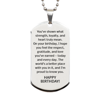 Load image into Gallery viewer, Birthday Gifts for Men - Happy Birthday Dog Tag Necklace for Him - Stainless Steel – front view
