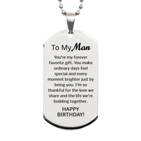 Load image into Gallery viewer, Birthday Gifts for My Man - Happy Birthday Dog Tag Necklace for Future Husband - Stainless Steel – front view
