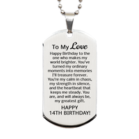 Load image into Gallery viewer, 14th Birthday Gifts for My Love - 14th Birthday Dog Tag Necklace for Husband - To My Love – front view

