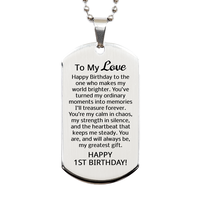 Load image into Gallery viewer, 1st Birthday Gifts for My Love - 1st Birthday Dog Tag Necklace for Husband - To My Love – front view
