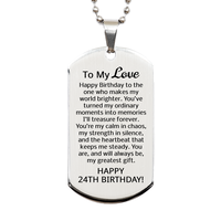 Load image into Gallery viewer, 24th Birthday Gifts for My Love - 24th Birthday Dog Tag Necklace for Husband - To My Love – front view

