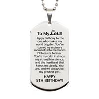 Load image into Gallery viewer, 5th Birthday Gifts for My Love - 5th Birthday Dog Tag Necklace for Husband - To My Love – front view
