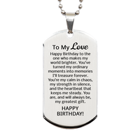 Load image into Gallery viewer, Birthday Gifts for My Love - Happy Birthday Dog Tag Necklace for Husband - To My Love – front view
