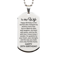 Load image into Gallery viewer, 20th Birthday Gifts for Wife - 20th Birthday Dog Tag Necklace for Wife - To My Wife Necklace - Stainless Steel – front view
