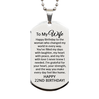 Load image into Gallery viewer, 22nd Birthday Gifts for Wife - 22nd Birthday Dog Tag Necklace for Wife - To My Wife Necklace - Stainless Steel – front view
