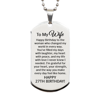 Load image into Gallery viewer, 27th Birthday Gifts for Wife - 27th Birthday Dog Tag Necklace for Wife - To My Wife Necklace - Stainless Steel – front view
