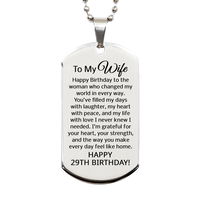 Load image into Gallery viewer, 29th Birthday Gifts for Wife - 29th Birthday Dog Tag Necklace for Wife - To My Wife Necklace - Stainless Steel – front view
