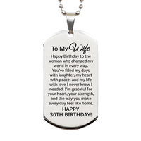 Load image into Gallery viewer, 30th Birthday Gifts for Wife - 30th Birthday Dog Tag Necklace for Wife - To My Wife Necklace - Stainless Steel – front view
