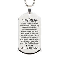 Load image into Gallery viewer, 35th Birthday Gifts for Wife - 35th Birthday Dog Tag Necklace for Wife - To My Wife Necklace - Stainless Steel – front view
