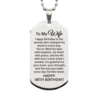 Load image into Gallery viewer, 48th Birthday Gifts for Wife - 48th Birthday Dog Tag Necklace for Wife - To My Wife Necklace - Stainless Steel – front view
