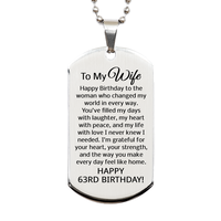 Load image into Gallery viewer, 63rd Birthday Gifts for Wife - 63rd Birthday Dog Tag Necklace for Wife - To My Wife Necklace - Stainless Steel – front view
