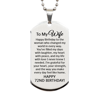 Load image into Gallery viewer, 72nd Birthday Gifts for Wife - 72nd Birthday Dog Tag Necklace for Wife - To My Wife Necklace - Stainless Steel – front view
