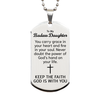Load image into Gallery viewer, To My Badass Daughter Dog Tag Necklace - Christian Gifts for Badass Daughter - To My Badass Daughter Necklace – front view
