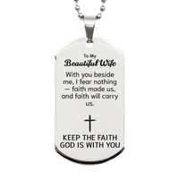 Load image into Gallery viewer, To My Beautiful Wife Dog Tag Necklace - Christian Gifts for Beautiful Wife - To My Beautiful Wife Necklace – front view

