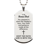 Load image into Gallery viewer, To My Bonus Dad Dog Tag Necklace - Christian Gifts for Bonus Dad - To My Bonus Dad Necklace – front view
