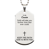 Load image into Gallery viewer, To My Cousin Dog Tag Necklace - Christian Gifts for Cousin - To My Cousin Necklace – front view
