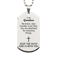 Load image into Gallery viewer, To My Grandson Dog Tag Necklace - Christian Gifts for Grandson - To My Grandson Necklace – front view
