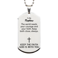 Load image into Gallery viewer, To My Nephew Dog Tag Necklace - Christian Gifts for Nephew - To My Nephew Necklace – front view
