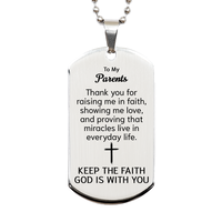 Load image into Gallery viewer, To My Parents Dog Tag Necklace - Christian Gifts for Parents - To My Parents Necklace – front view

