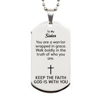 Load image into Gallery viewer, To My Sister Dog Tag Necklace - Christian Gifts for Sister - To My Sister Necklace – front view
