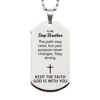 Load image into Gallery viewer, To My Step Brother Dog Tag Necklace - Christian Gifts for Step Brother - To My Step Brother Necklace – front view
