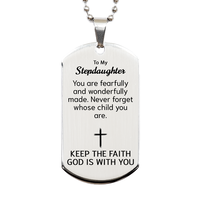 Load image into Gallery viewer, To My Stepdaughter Dog Tag Necklace - Christian Gifts for Stepdaughter - To My Stepdaughter Necklace – front view
