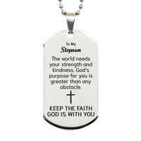 Load image into Gallery viewer, To My Stepson Dog Tag Necklace - Christian Gifts for Stepson - To My Stepson Necklace – front view
