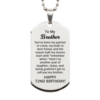 Load image into Gallery viewer, 72nd Birthday Gifts for Brother - 72nd Birthday Dog Tag Necklace for Brother - Stainless Steel – front view
