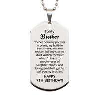 Load image into Gallery viewer, 7th Birthday Gifts for Brother - 7th Birthday Dog Tag Necklace for Brother - Stainless Steel – front view
