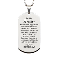 Load image into Gallery viewer, Birthday Gifts for Brother - Happy Birthday Dog Tag Necklace for Brother - To My Brother Necklace – front view
