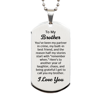 Load image into Gallery viewer, To My Brother Dog Tag - Brother Christmas Gifts - Stainless Steel – front view

