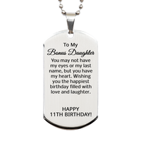 Load image into Gallery viewer, 11th Birthday Gifts for Bonus Daughter - 11th Birthday Dog Tag Necklace for Bonus Daughter - Stainless Steel – front view

