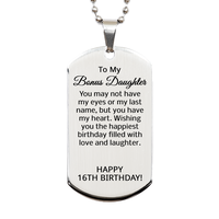 Load image into Gallery viewer, 16th Birthday Gifts for Bonus Daughter - 16th Birthday Dog Tag Necklace for Bonus Daughter - Stainless Steel – front view
