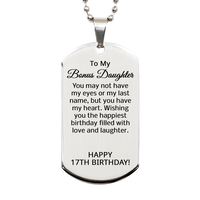 Load image into Gallery viewer, 17th Birthday Gifts for Bonus Daughter - 17th Birthday Dog Tag Necklace for Bonus Daughter - Stainless Steel – front view
