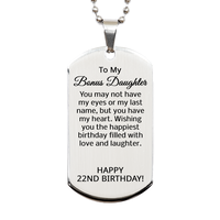 Load image into Gallery viewer, 22nd Birthday Gifts for Bonus Daughter - 22nd Birthday Dog Tag Necklace for Bonus Daughter - Stainless Steel – front view
