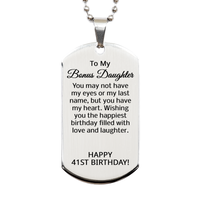 Load image into Gallery viewer, 41st Birthday Gifts for Bonus Daughter - 41st Birthday Dog Tag Necklace for Bonus Daughter - Stainless Steel – front view

