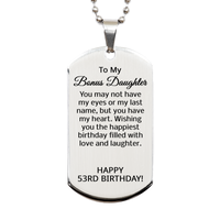 Load image into Gallery viewer, 53rd Birthday Gifts for Bonus Daughter - 53rd Birthday Dog Tag Necklace for Bonus Daughter - Stainless Steel – front view
