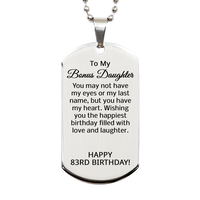 Load image into Gallery viewer, 83rd Birthday Gifts for Bonus Daughter - 83rd Birthday Dog Tag Necklace for Bonus Daughter - Stainless Steel – front view
