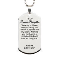 Load image into Gallery viewer, Birthday Gifts for Bonus Daughter - Happy Birthday Dog Tag Necklace for Bonus Daughter - To My Bonus Daughter Necklace – front view
