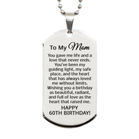Load image into Gallery viewer, 60th Birthday Gifts for Mom - 60th Birthday Dog Tag Necklace for Mom - To My Mom Necklace - Stainless Steel – front view
