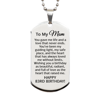 Load image into Gallery viewer, 83rd Birthday Gifts for Mom - 83rd Birthday Dog Tag Necklace for Mom - To My Mom Necklace - Stainless Steel – front view
