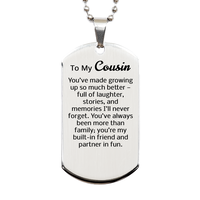 Load image into Gallery viewer, Cousin Christmas Gift - Cousin Dog Tag Necklace - To My Cousin Necklace - Cousin Gifts - Stainless Steel – front view
