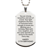 Load image into Gallery viewer, 11th Birthday Gifts for Women - 11th Birthday Dog Tag Necklace for Women - Stainless Steel – front view
