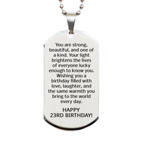Load image into Gallery viewer, 23rd Birthday Gifts for Women - 23rd Birthday Dog Tag Necklace for Women - Stainless Steel – front view
